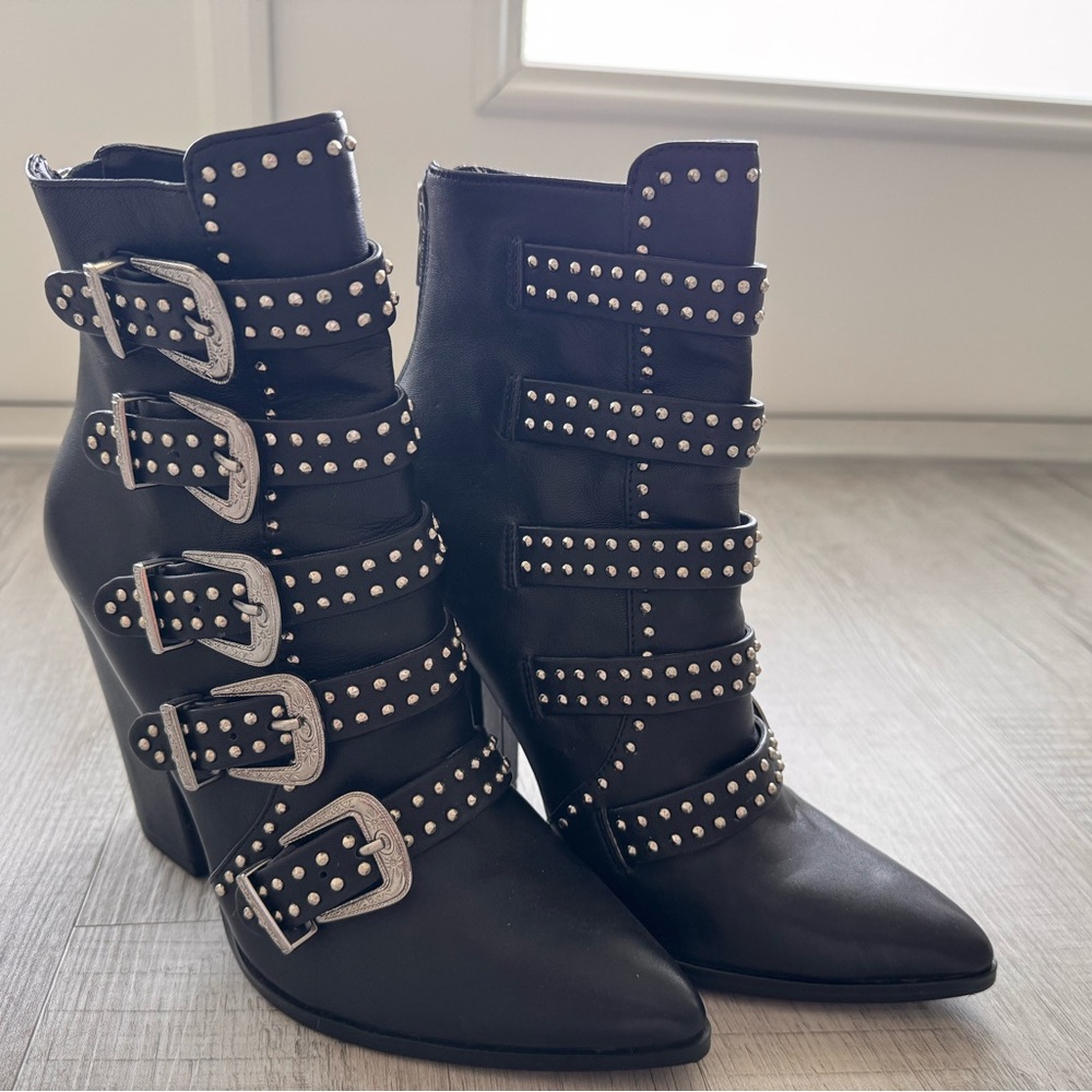 Steve Madden Black Studded Heeled Boots